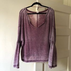 Purple Free People Waffle Knit long sleeve
